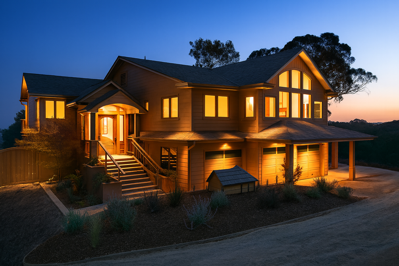 New home construction in progress with framing and scaffolding